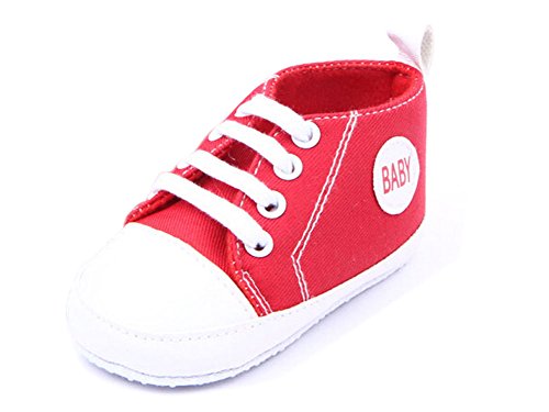 Femizee Newborn Baby Boy Girl Soft Crib Shoes Sneaker Red 0-6 Months