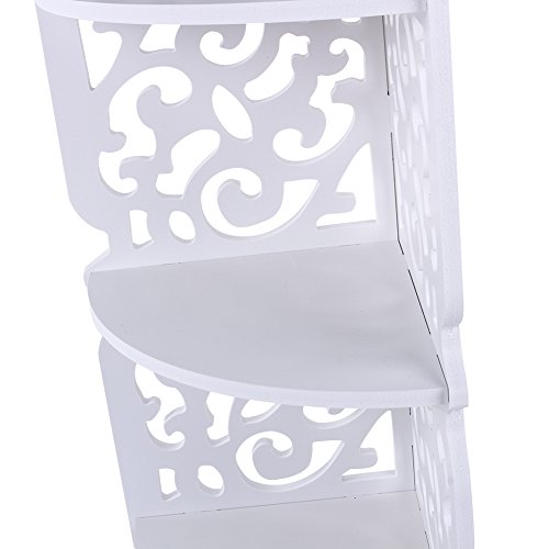 Eckregal Eckstand Bücherregal Regal Aufbewahrung Organizer 4 Etagen Geschnitzt Hohl Eckablage Weiß - 6