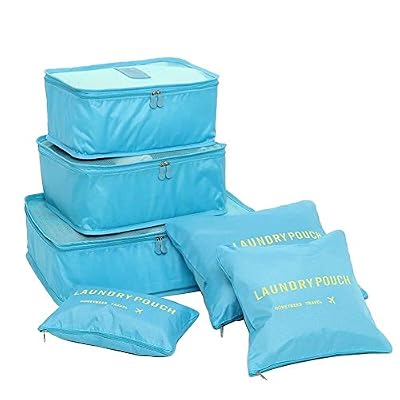 NOVAGO Ensemble complet de différents sacs, organisateurs de valise et voyage (Bleu ciel)
