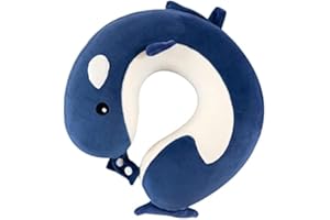 EXQULEG Poduszka pod kark, poduszka podróżna dla dzieci, idealna na podróż, do biura i domu (delfin)