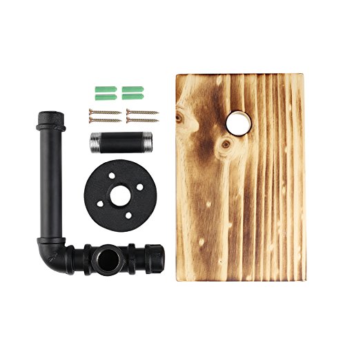 Toilettenpapierhalter, Earthbay Klassisch WC-Ersatzpapierrollenhalter Gebildet vom Industriellen Eiserne Rohr & Hölzernes Regal - 6