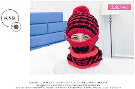 Wenxin0815 Women'S Winter Hat Hats Three Pieces Of Cover Mask To Protect Face Knitted Cap Children'S Knitted Caps,S (54-56Cm),Gules