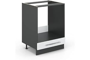 Vicco Armario para Horno Empotrado Fame-Line, Blanco Alto Brillo/Antracita, 60 cm sin encimera