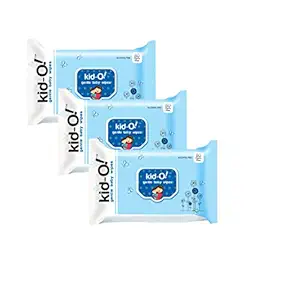 Kido Gentle Baby Wet Wipes with Aloe Vera, 15 cm x 20 cm, Combo of 3 (Kido Blue, 80 * 3=240 Count)