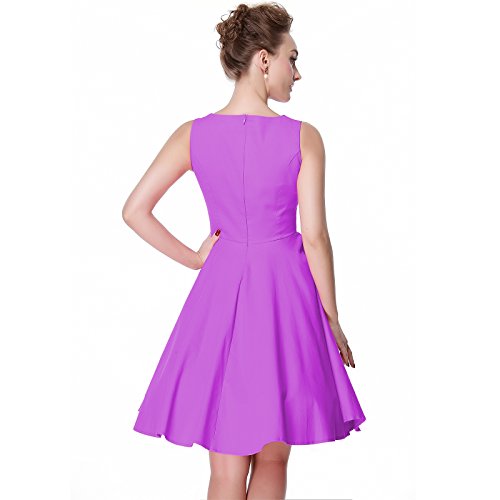 Heroecol 50s 60s Hepburn Vintage Retro Rockabilly Swing Dress Purple L