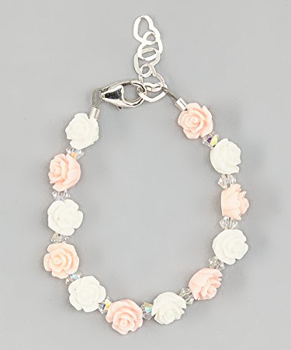 Crystal Dream Pink, Weiß Mini Flower Girl Perlen mit klaren Swarovski Kristalle Baby Armband (bflpw)