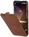 Produktbild StilGut UltraSlim Case Hülle Leder-Tasche für Samsung Galaxy S8. Dünnes Flip-Case vertikal klappbar aus Echtleder für das Original Samsung Galaxy S8, Cognac