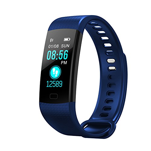 Preisvergleich Produktbild Bluetooth-Smartwatch Armbanduhr, Intelligente Uhr Fitness Tracker Smart-Armband Sport Uhr Schrittzähler Herzfrequenzmesser Schlaftracker Kompatibel iPhone Huawei Samsung Xiaomi Andere Smartphone (Dunkelblau)