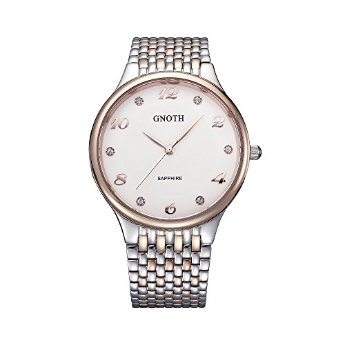 GNOTH minimalistische unisex Uhr mit Edelstahlarmband, Saphirglas, groer Anzeige und extra dnnem Gehuse GNOTH minimalistische unisex Uhr mit Edelstahlarmband, Saphirglas, groer Anzeige und extra dnnem Gehuse