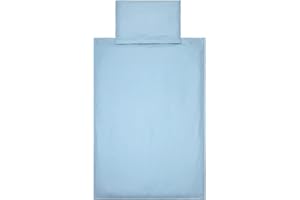 ‎YENGAS YENGAS Kinder-Bettwäsche-Set mit Reißverschluss 100x135 cm, einfarbig, 100% Baumwolle Renforcé (Oeko-TEX), 2 Teilig, kuschelig weicher Baby Bettbezug und Kissenbezug 40x60cm, Kind/Baby (Blau)