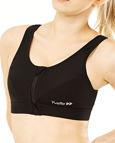 Yvette Damen Reißverschluss Vorne Front-Zip Starker Halt Ringerrücken Sport-BH 6015 Große Größen Ohne Bügel Und Polsterung - 3