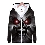 Sweats À Capuche,Tête De Mort Capuche Zippée pour Hommes Veste À Glissière À Capuche 丨 3D Douce Et Élégante Cool 丨 Ms L C