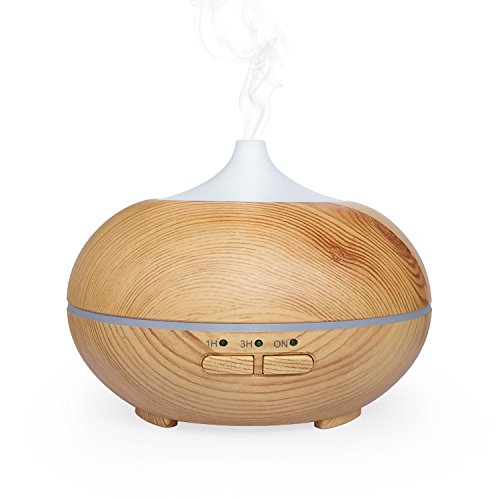 Aroma Diffuser, MaxTronic 150ML Ultraschall Öl Diffusor Holzmaserung Luftbefeuchter Duftzerstäuber Humidifier Aromatherapie Diffusor mit 7 Farben LED Licht und Abschaltautomatik für Babies Kinderzimmer Haus, Wohnzimmer, Schlafzimmer, Büro, Yoga, Spa, Raum