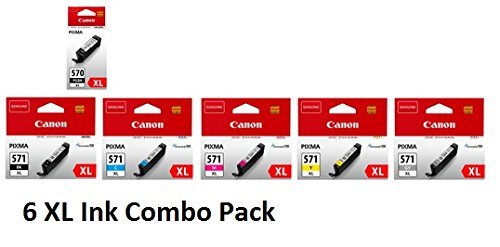 6x Original XL Canon Tintenpatrone PGI570 CLI571 XL für Canon Pixma MG 7751 - BK, PBK, Cy, Ma, Ye, GY - Füllmenge: BK ca. 22ml / Farben ca. 11ml