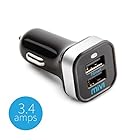 Mivi Smart Charge 3.4A Dual Port Car Charger For All Smartphones - Black