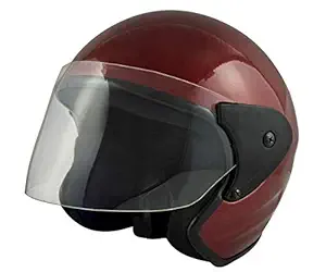 Sage Square Benz Scooty ISI Certified Open Face Helmet for Men, Women (Maroon Glossy)