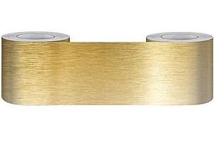 GOUIERYLIN Cenefas adhesivas para paredes baño cocina protector pared antisalpicaduras cocina molduras decorativas para pared Dorado cepillado 5cm X 500cm
