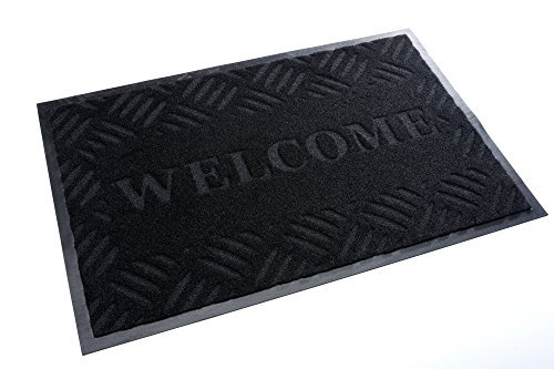 Premium Fußmatte Schmutzfangmatte WELCOME schwarz 40x60cm ✓ Extrem strapazierfähig ✓ Außen & Innen ✓ Waschbar ✓ PVC-frei – Sauberlaufmatte Haustür Schmutzmatte Türmatte Design Türvorleger – Eingangsmatte Schmutzfangteppich Schmutzfänger Außenbereich (Welcome 40x60 cm, schwarz)