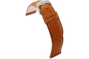 diloy Cinturino in pelle per orologio classico – Pelle bovina liscia cucita, bombata, fibbia in acciaio – Misure 8mm, 10mm, 12mm, 14mm, 16mm, 18mm, 19mm, 20mm, 22mm, 24mm 302