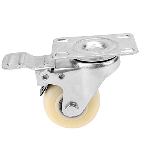 Homdox 4 Stück 50mm 2″ Transportrollen Lenkrollen Strandkorbrollen Schwenkrollen Schwerlastrollen Rollen mit Bremse Tragkraft 400 kg aus Gummi und Stahl - 7