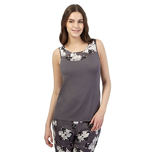 Presence Womens Dark Grey Floral Jersey Pyjama Vest 12