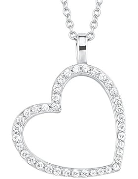 s.Oliver Damen-Kette mit Anhänger Herz 925 Silber rhodiniert Zirkonia weiß 45 cm - 2018628