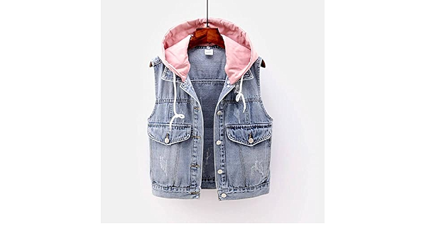 ADMAIEIA Gilet di Jeans - Moda Gilet Giacca di Jeans con Cappuccio  Staccabile alla Moda, Gilet Senza Maniche con Tasche : Amazon.it:  Abbigliamento
