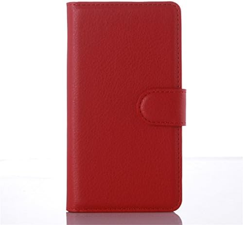 Pu Leather Flip case for Lenovo A2010 Slim Series Flip Wallet Case with Card Slots Shockproof Resistant Hybrid Protective Case Built In TPU Silicone Back Case Cover For Lenovo A2010(4.5 Inches) Red