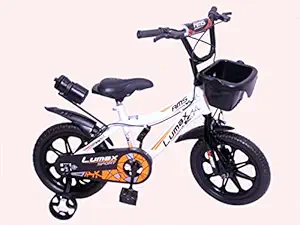 AMS 14 Inch Smart BMX Kids Bicycle Without Carrier & Training Wheels for 2 to 5 Years Childs (Hard Plastic Rim, Orange White)