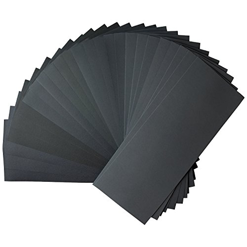 Schleifpapierset mit 27 Stück von 400 bis 3000 je 3 Stück, Trocken- und Nassschleifpapier, Holzbearbeitung, Metall
