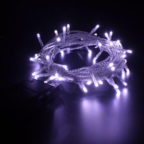 Christmas Direct Indoor Battery Operated Fairy Lights Ice White Clear Cable 1m 10 bulbs Static