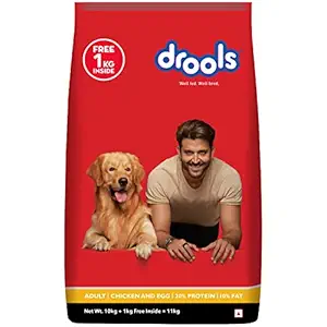 Drools Chicken and Egg Adult Dry Dog Food, 10kg (+1kg Extra Free Inside)