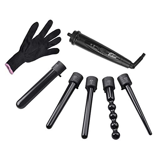 Arricciacapelli, Culwad 5 in 1, multifunzione, set di bigodini intercambiabili, con guanto