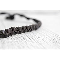 Haarband Leder geflochten schwarz