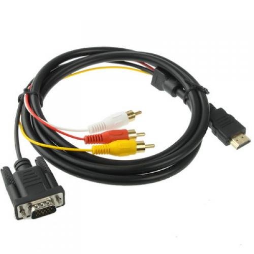 1.5 Metre HDMI HDTV to VGA 3 RCA Converter Adapter Cable 1080p - 2