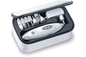 Sanitas SMA 35 Set De Manucure/pédicure Ã‰lectrique | Avec 7 Embouts Professionnel Pour Le Soin Des Ongles | Blanc/argent