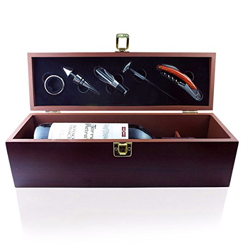 Edle Wein-Präsentbox Weinset Sommelier Holzbox Wein Korkenzieher Holzkiste Kiste Set - 2