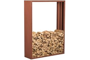 ‎PRIMA TERRA prima terra Kaminholzregal Kaminholzunterstand Brennholzregal Kaminholz Aufbewahrung Bausatz Edelrost Maße 158x118cm Tiefe 35cm