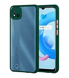Indiacase Camera Protection Back Case for Realme C21Y/C11 2021, Hard PC Shockproof Smoke Cover Green
