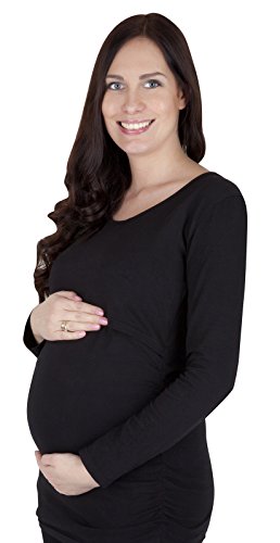 MijaCulture Umstandsmode 2 in 1 Stillshirt Umstandsshirt/Stilltop/Umstandstop 1103A (EU44 / XXL, Schwarz)