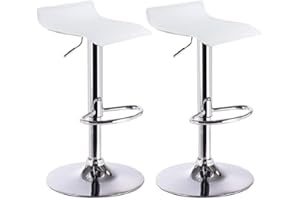 MUEBLIX.COM Mueblix | Taburetes Altos de Cocina 2 Unidades | Taburete de Bar | Silla Giratoria y Regulable en Altura | Color Blanco | Modelo Andes