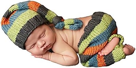 Newborn Baby Photography Prop Crochet Knitted Striped Hat Pants