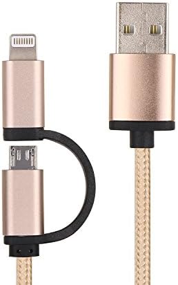 HongKe 2 in 1 Lightning &amp; Micro USB Cable Nylon Braided 3.3ft Charging Cable High Speed Sync Data Charger Cord for iPhone 7 Plus/7/6s Plus/6s/6 Plus/6/5s/5c/ 5, iPad, iPod, Android Samsung SmartPhones