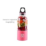 AOLVO Mini Extracteur de Jus Fruits et Légumes, 500ML USB Portable Blender, Presse Fruit Professionnel Convient pour la Maison, Voyage, Activités de Plein Air, Rose