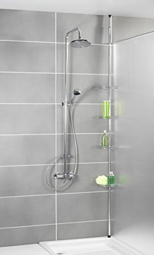 WENKO 8145500 Teleskop-Duschecke, Metall, 20 x 56-275 x 20 cm, Silber glänzend - 3