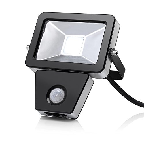 Auraglow 10W LED Low Energy Motion Activated PIR Sensor Security Floodlight Outdoor Wall Light - 150w EQV - Black