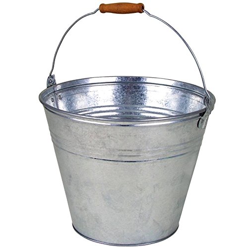 Zinkeimer 10L mit Holzgriff Eimer Wasser Blumen Eimer Blech Kübel verzinkt Zink - 2