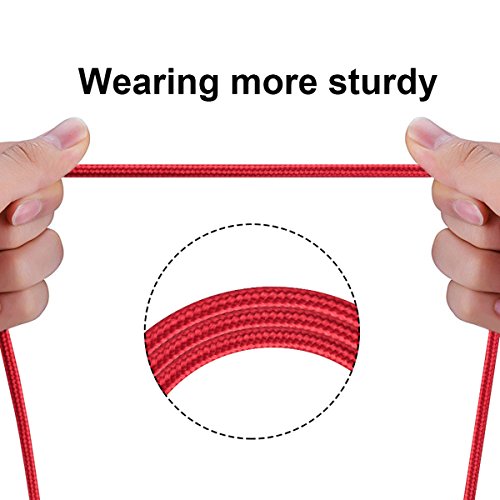 Red Lightning Cable Nylon Braided 3ft 6ft iPhone Charger USB Cable for iPhone 7/ 6 / 6s/ 6 plus/ 6s plus/ 5/ 5s/ 5c/ SE, iPad Pro, iPad Air, iPad Mini (3 pack)