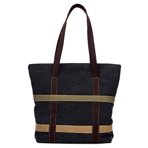 Preisvergleich Produktbild Sucastle Beiläufige Retro europäische Multifunktionsmänner Damen-Tasche Leinwand schwarz 33x31x9cm
