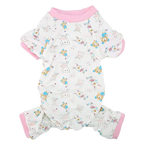 Preisvergleich Produktbild Semme Hundemäntel Breathable Cotton Pet Jumpsuit Niedliche Cartoon-Katzenmuster Hunde Welpen Pyjamas Weiche Kleidung Haustier Baumwollkleidung(S)